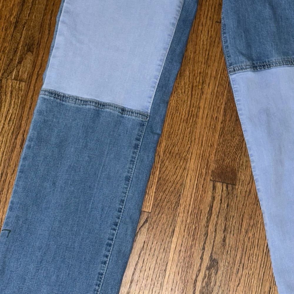 Two-Tone Denim Patchwork Jeans - image 4